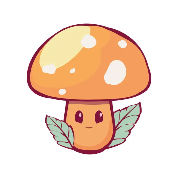 森林里可爱的卡通蘑菇人物 孤立的图标 — 图库矢量图片