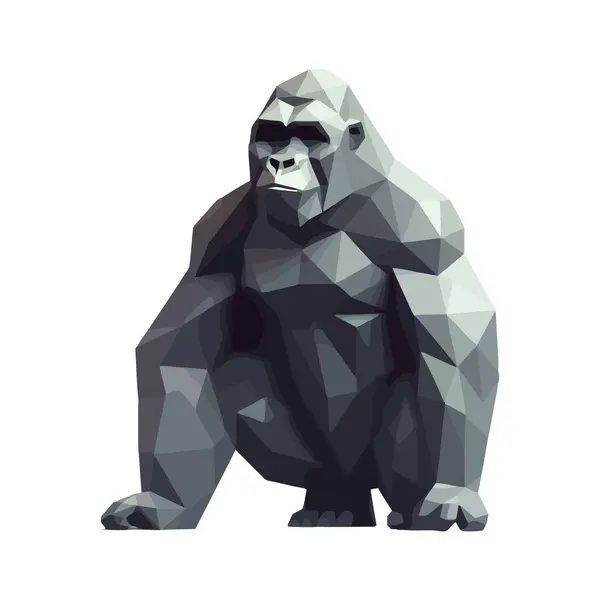 Grande Mascote Macaco Cartoon Sentado Ícone Ilustração Abstrata Isolado — Vetor de Stock