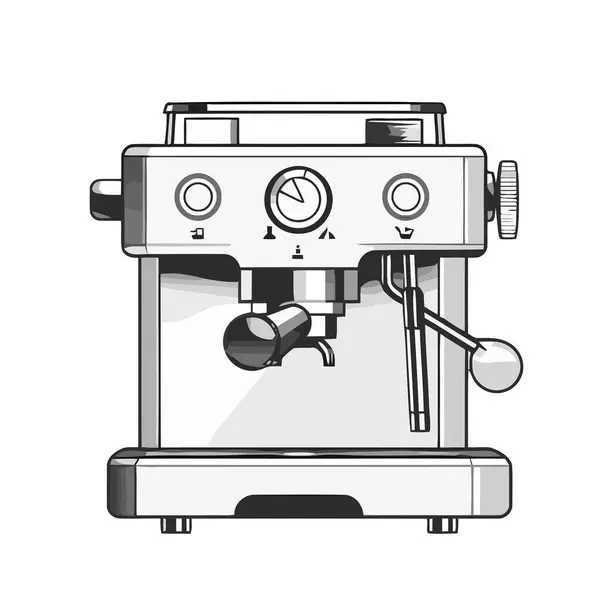 現代のコーヒーメーカーは 隔離された業界のカフェイン中毒のアイコンを象徴しています — ストックベクタ