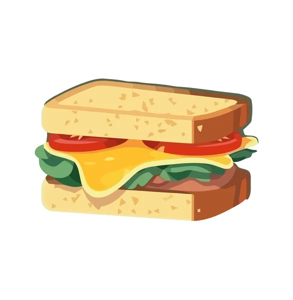Gourmet Sandwich Meal Fresh Meat Slice Icon Isolated — Stock Vector