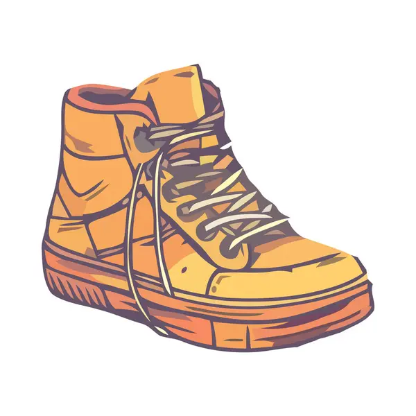 Желтая Спортивная Обувь Кружевом Походов — стоковый вектор