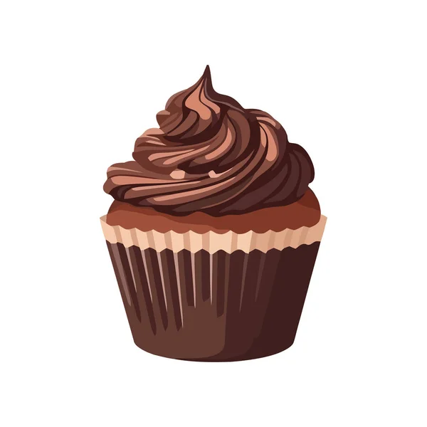 Pastel Postre Chocolate Crema Muffin Icono Aislado — Vector de stock