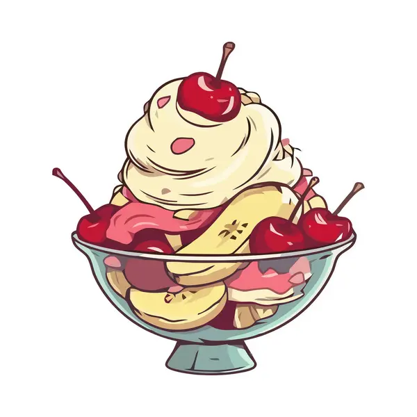 甜食浆果冰淇淋圣代图标隔离 — 图库矢量图片