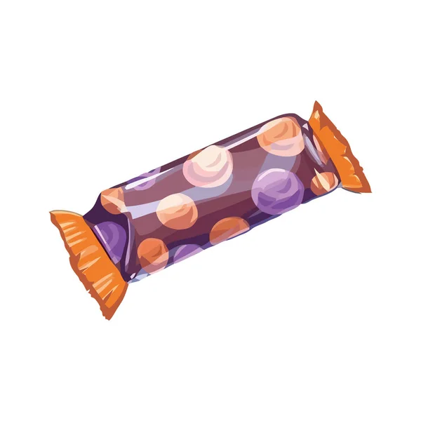 Paquete Dulce Caramelo Envuelto Icono Plástico Brillante Aislado — Vector de stock