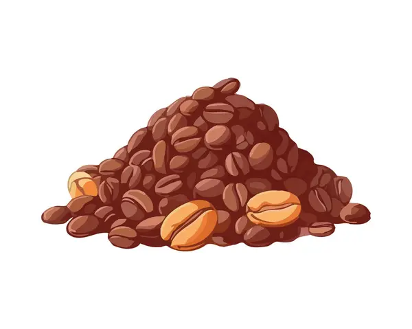 新鲜咖啡豆堆 有机卡布奇诺饮料图标分离 — 图库矢量图片