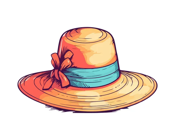 Cappello Paglia Cowboy Simbolo Eleganza Icona Isolata — Vettoriale Stock