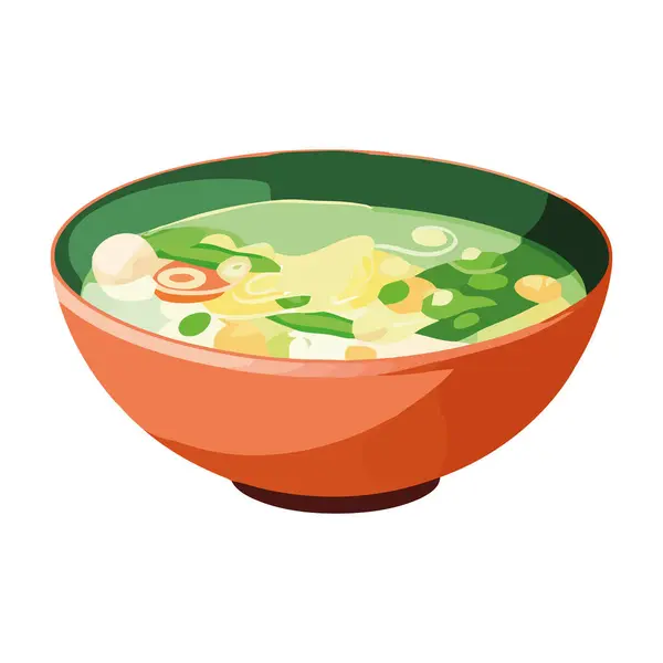 ボウルに新鮮な野菜スープ 孤立した健康で美味しい食事アイコン — ストックベクタ