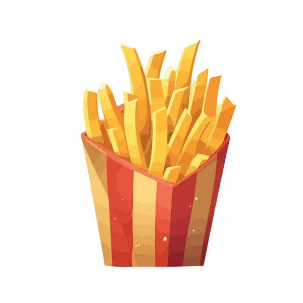 Fast Food Frytki Smażone Chrupiące Ikony Izolowane — Wektor stockowy