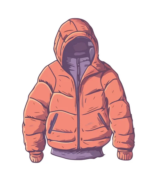 冬のファッションデザイン 孤立したメンフードジャケットコートアイコン — ストックベクタ