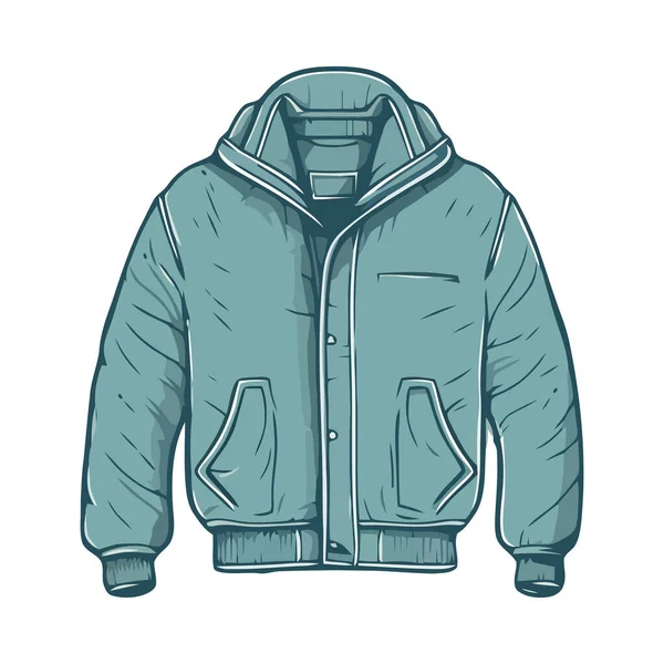 孤立したフード付きアイコン付きファッショナブルな男性冬のジャケット — ストックベクタ