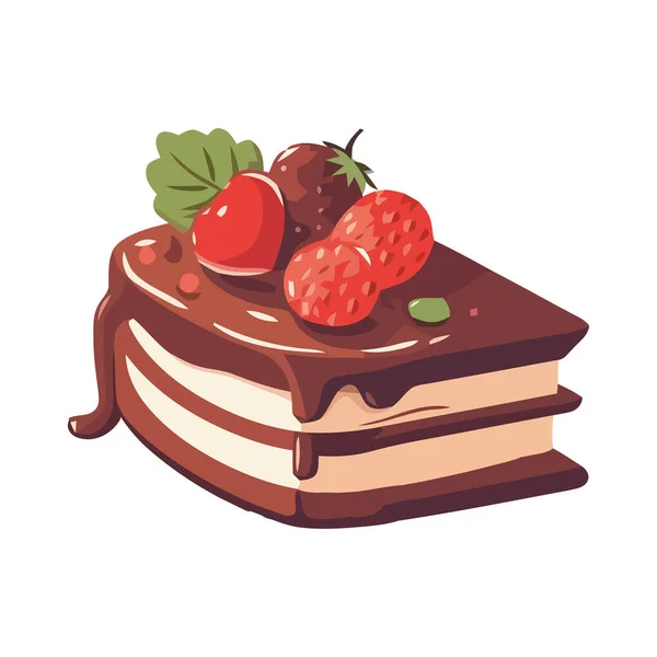 Γλυκό Επιδόρπιο Μούρο Στο Πιάτο Εικονίδιο Κρέμα Σοκολάτας Απομονωμένο — Διανυσματικό Αρχείο
