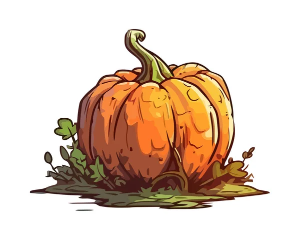 Autumn Harvest Fresh Pumpkin Ripe Gourd Healthy Food Icon Isolated — Stock Vector