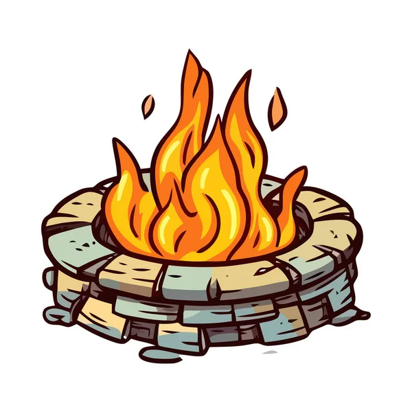 Bruciare Falò Accendendo Natura Pericolosa Icona Inferno Isolato — Vettoriale Stock