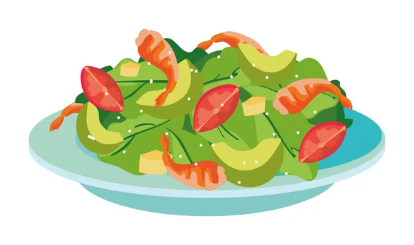 Salata Tabağı Tasarımı Vektörü Izole — Stok Vektör