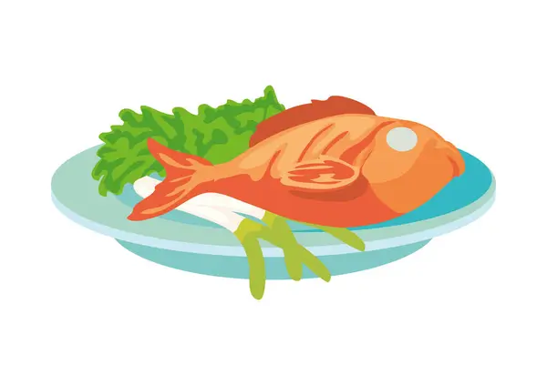 Roasted Fish Design Vector Isolated — Stock Vector