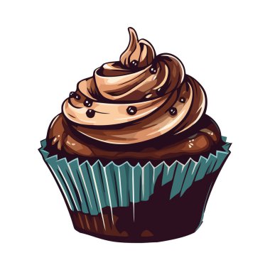 Çikolata soslu tatlı kek, izole edilmiş.