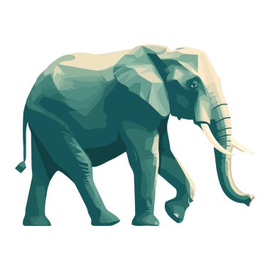 Fil, Afrika 'nın sembolü, doğa simgesinde yürüyen izole edilmiş.