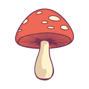 Doğa büyümesinin tazeliği, yalıtılmış şirin bir mantar ikonu.