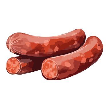 Izgara domuz eti, tütsülenmiş sosis ikonu izole edilmiş.