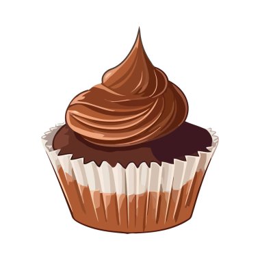 Çikolata kremalı ve krema ikonlu tatlı kek.