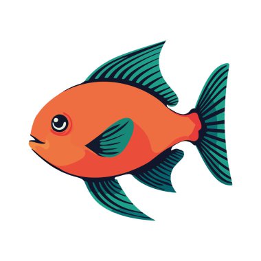 Şirin balıklar yüzüyor, tropik bir sualtı ikonu izole edilmiş.