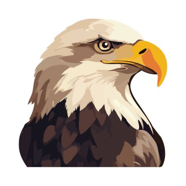 Beyaz arkaplan simgesinde izole edilmiş, uçan sevimli yırtıcı kuş.