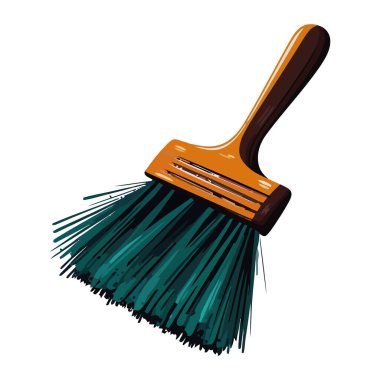 Süpürge ve boya fırçası simgesi ile süpür ve temizle