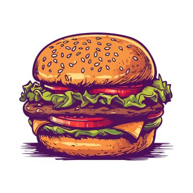 Izgara burger, peynirli ve domates ikonlu.