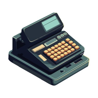 Kasa, finans ve teknoloji ikonu izole edildi