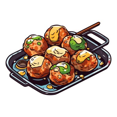 Tazelik ve lezzet tabakta, ev yapımı bir yemek ikonu izole edilmiş.