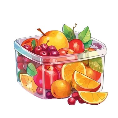 Sulu meyveler sepette, doğal tatlı ikonu izole.