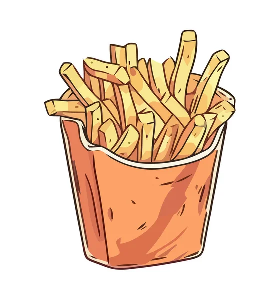 Fried Meal Snack French Fries Basket Unhealthy Icon Isolated — Stock Vector