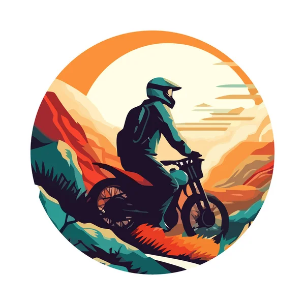 Men Cycling Silhouette Extreme Sports Adventure Icon Isolated — Stock Vector