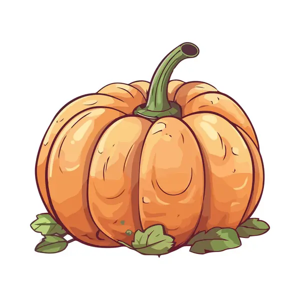 Ripe Pumpkin Fresh Farm Spooky Decoration Icon Isolated — Stock Vector