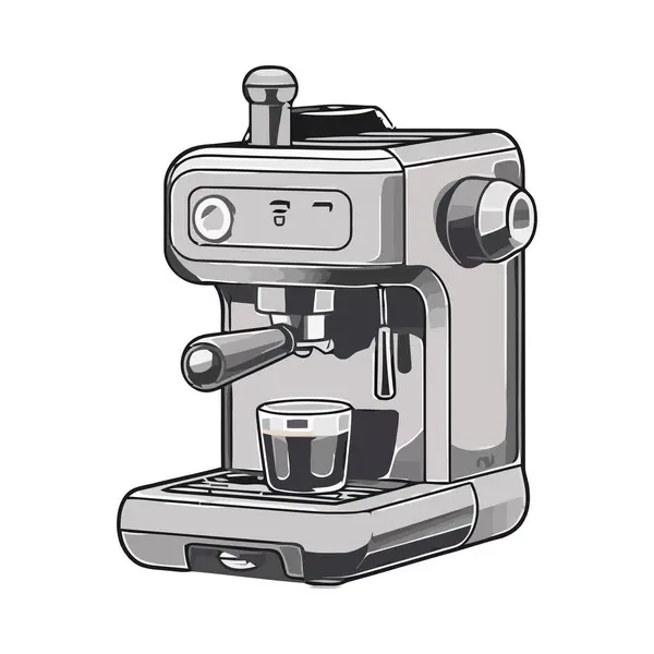 咖啡店设备使新鲜咖啡因饮料成为孤立的标志 — 图库矢量图片
