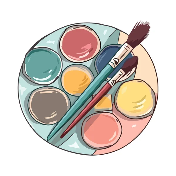 Artists Paintbrushes Watercolors Create Beauty Icon Isolated — Stock Vector