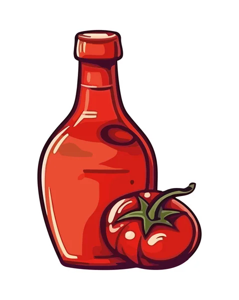 Zumo Tomate Orgánico Fresco Botella Icono Aislado — Vector de stock
