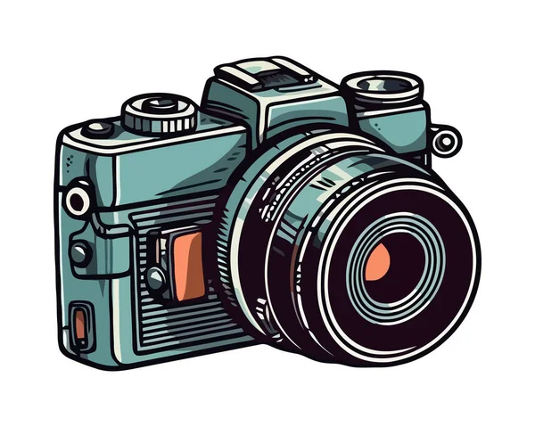 stock vector antique camera with modern lens icon isolated