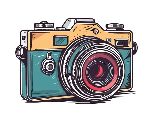 Imagem Antiga Câmera Com Ícone Equipamento Moderno Isolado — Vetor de Stock