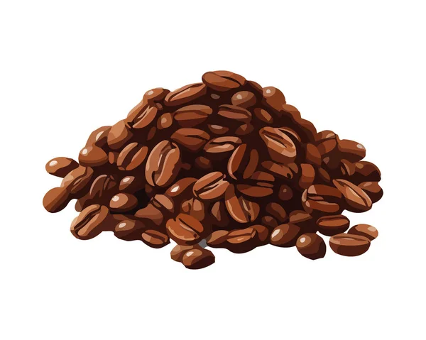 Organická Kávová Zrna Halda Čerstvé Voňavé Ikony Izolované — Stockový vektor