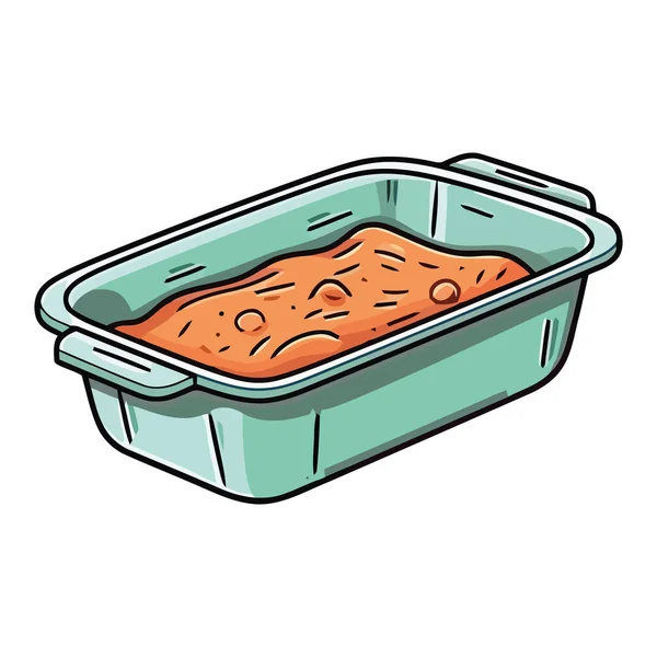 Frische Und Geschmack Einem Einzigen Gegrillten Fleisch Lunch Container Symbol — Stockvektor