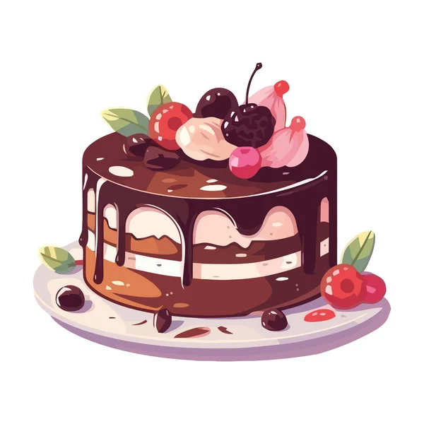 초콜릿 아이콘 달콤한 케이크 슬라이스 — 스톡 벡터