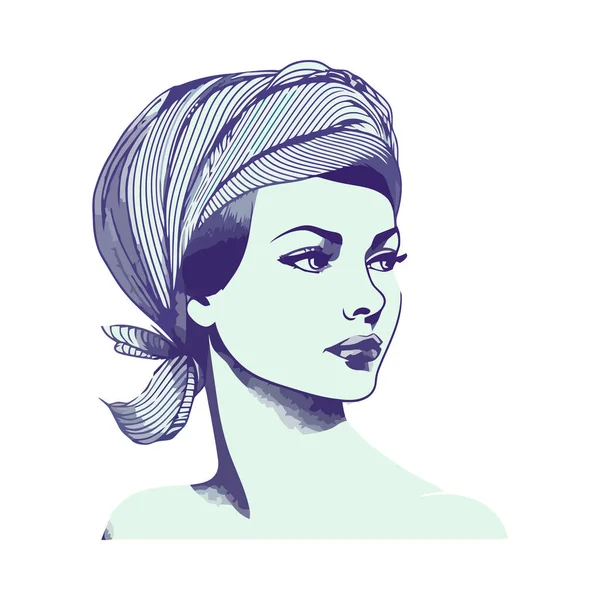 Jeune Femme Visage Dessin Icône Style Isolé — Image vectorielle