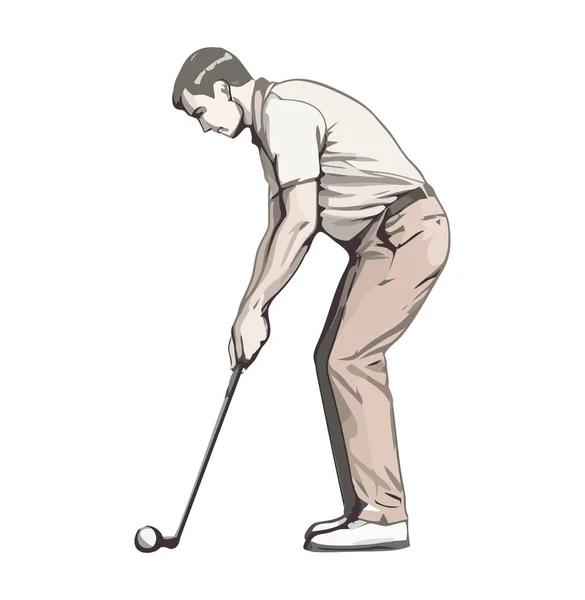 Golfista Pie Golpeando Una Pelota Con Icono Concentración Aislado — Archivo Imágenes Vectoriales