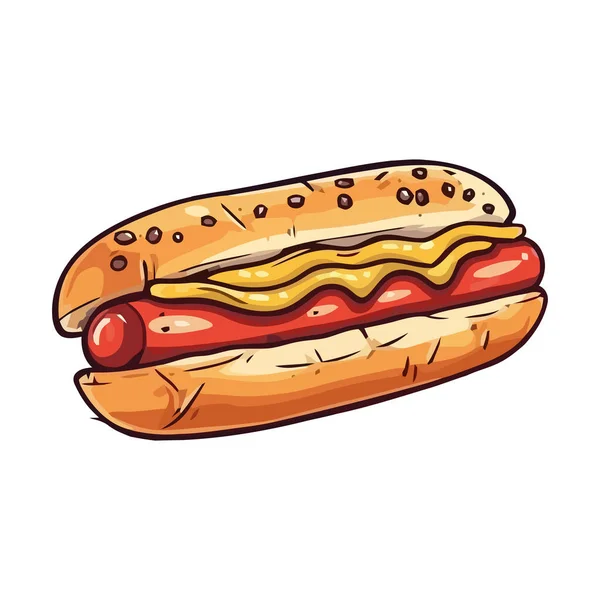 Cachorro Quente Grelhado Pão Com Ketchup Ícone Isolado —  Vetores de Stock