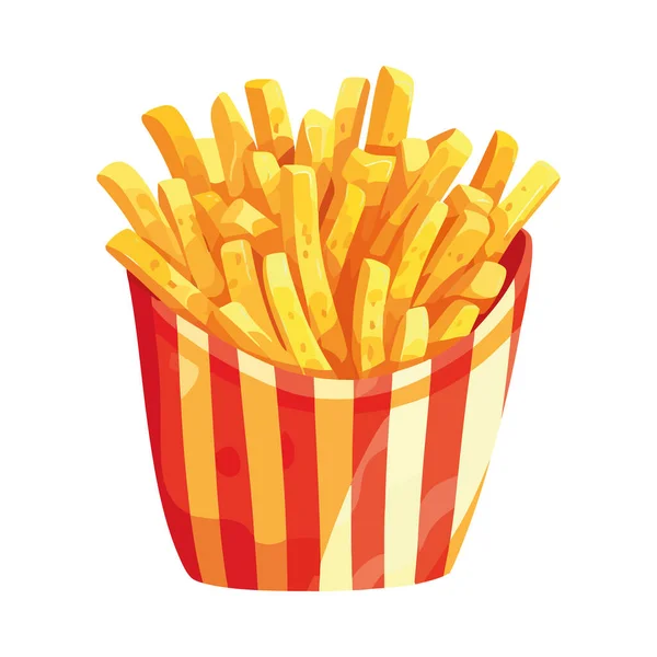 Fried Potato Snack Yellow Bucket Icon Icon Isolated — Stock Vector