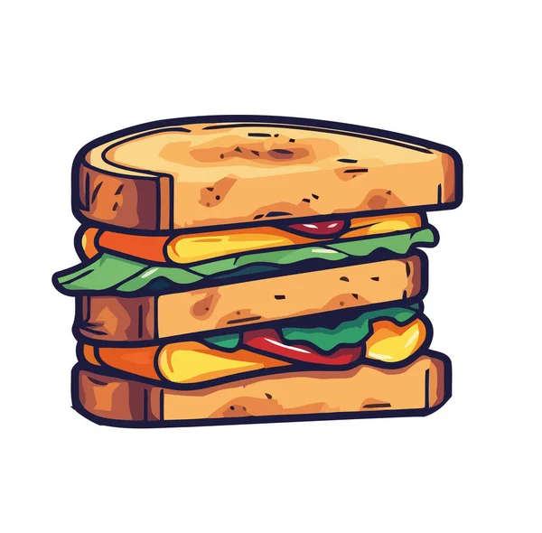 Gestapeltes Sandwich Essen Frisches Fleisch Und Gemüse — Stockvektor