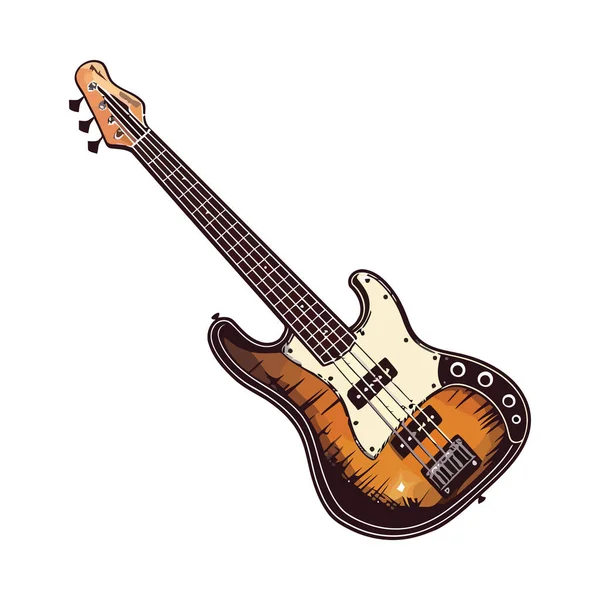 Gitar Listrik Pada Ikon Latar Belakang Putih Terisolasi - Stok Vektor