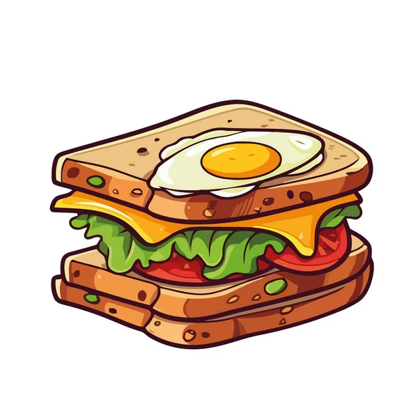 Farina Sandwich Gourmet Icona Vettore Piatto Fresco Isolato — Vettoriale Stock