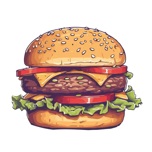 Grilovaný Cheeseburger Ikoně Sezamu — Stockový vektor